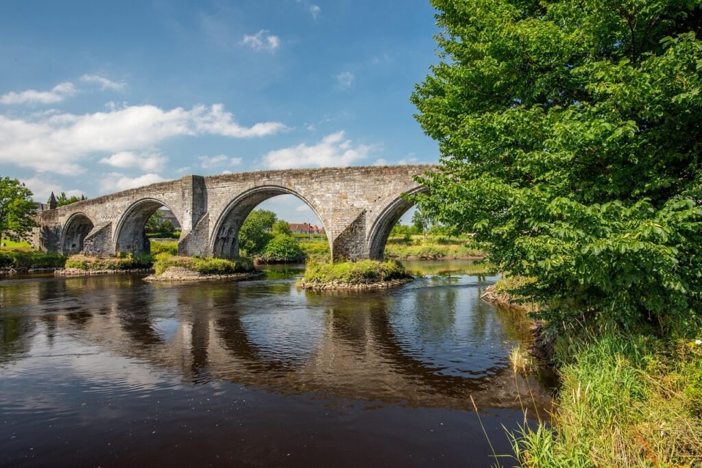 stirling bridge, stirling, bridge, scotland, old, flow, monument, battle, landscape, nature, stone, national treasure, histor