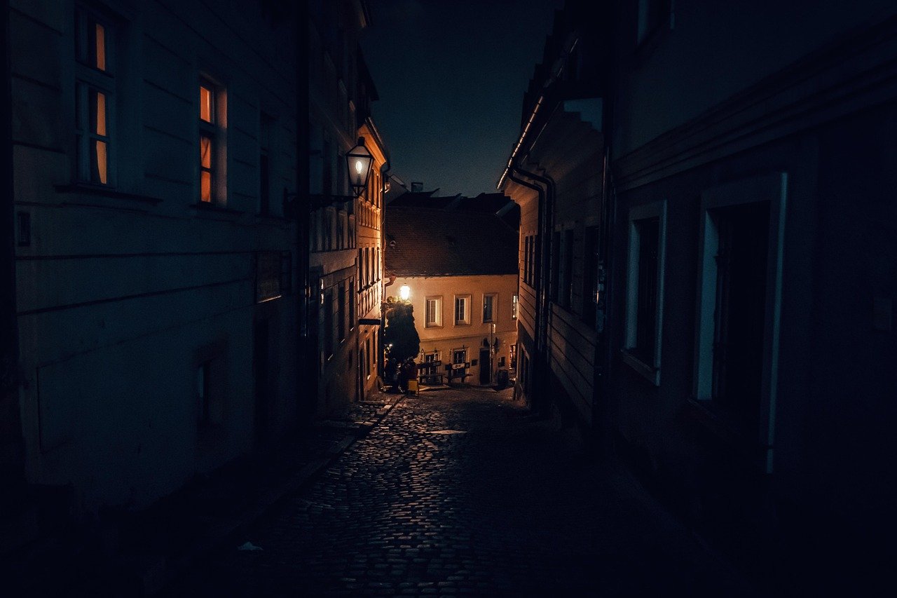 street, old town, house, ancient, night, window, light, walk, city, building, tourism, slovakia, bratislava, night, night, ni
