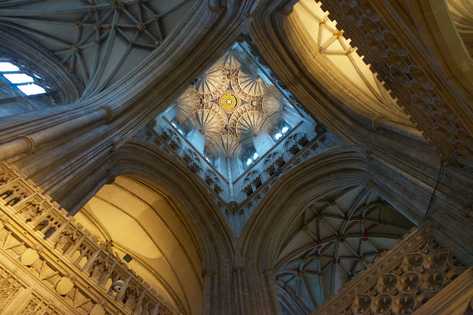Explore the intricate gothic architecture of Canterbury Cathedral's stunning ceiling.