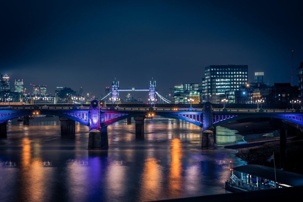 london, tower bridge, night, cityscape, bridge, england, thames, landmark, uk, british, monument, touristic, blue bridge, lon