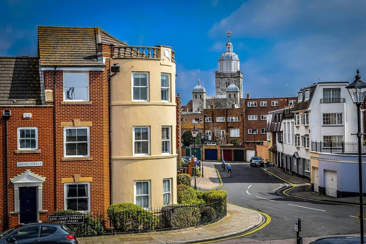 portsmouth, england, old town, street, buildings, nature, sky, clouds, colours, Portsmouth, United Kingdom, England