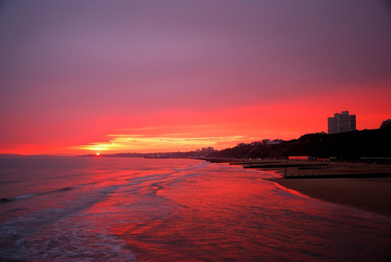 bournemouth, sunset, nature, pier