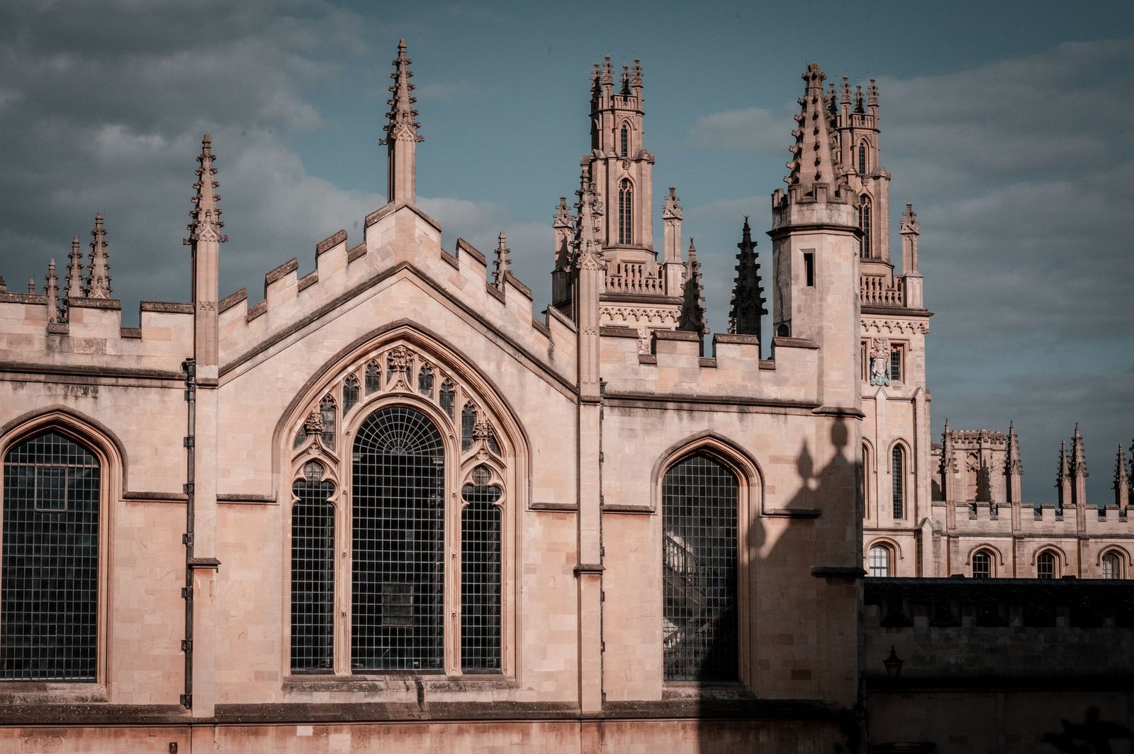 Stunning Gothic architecture of Oxford University's building in England.