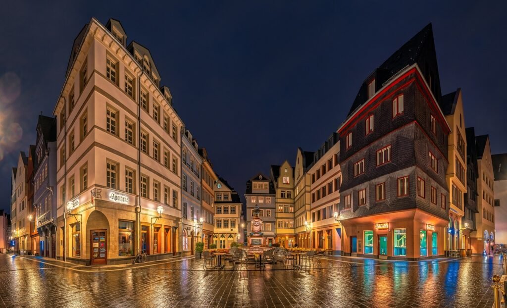 city, architecture, building, cityscape, lighting, frankfurt, germany, night, mirroring, frankfurt, frankfurt, frankfurt, fra
