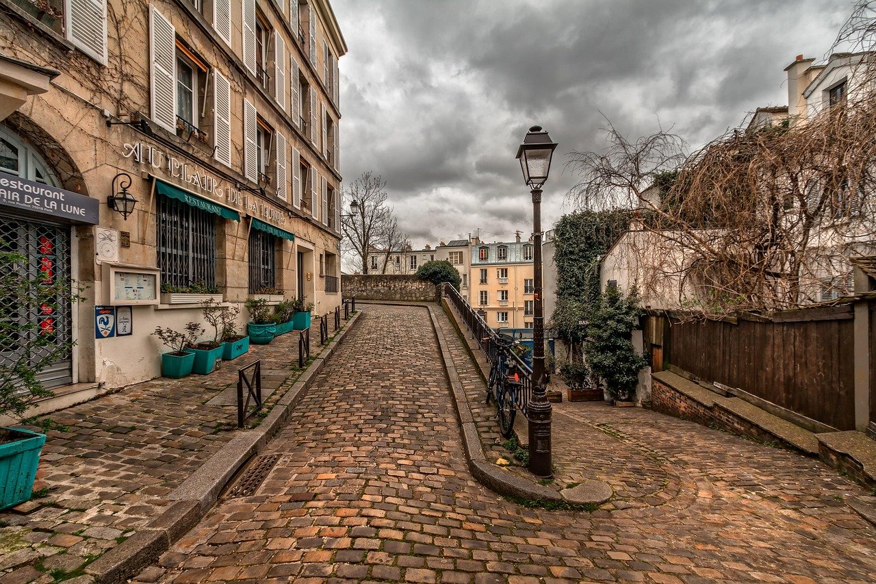 paris, montmartre, path, pavement, old town, street, city, brown city, brown street, brown old, brown path, paris, paris, par