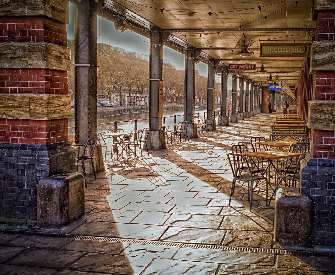 bristol watershed, walkway, passage, low light, entrance, architecture, light, tourism, capital, landmark, cityscape, destina