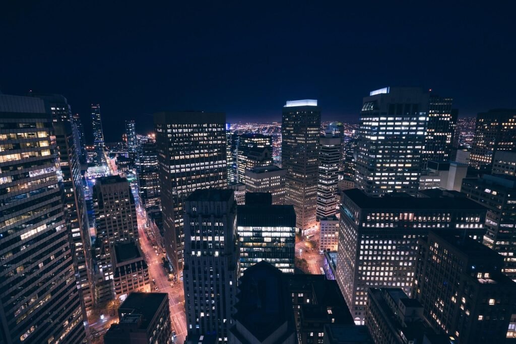 buildings, city, illuminated, skyline, skyscrapers, cityscape, city lights, lights, night, urban, urban landscape, metropolit
