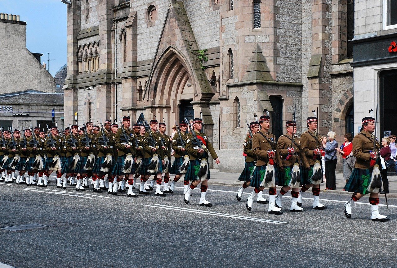 great britain, scotland, aberdeen, aberdeenshire, union street, army, armed, forces, veterans, day, parade, royal, soldiers,