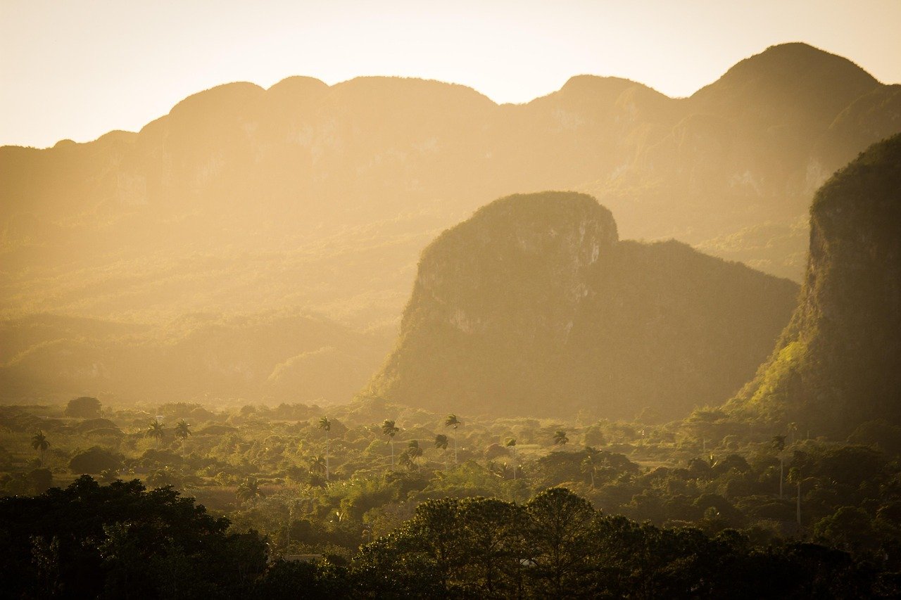 mogotes, sunset, valley, landscape, mountains, park, nature, mist, fog, landscape, landscape, landscape, nature, nature, natu
