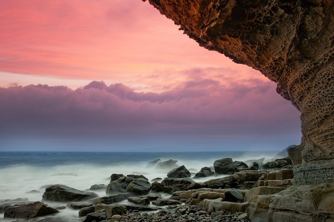 sea, coast, waves, coastline, rocky shore, shore, seashore, rocky coast, rocks, pebbles, rock formations, erosion, nature, oc