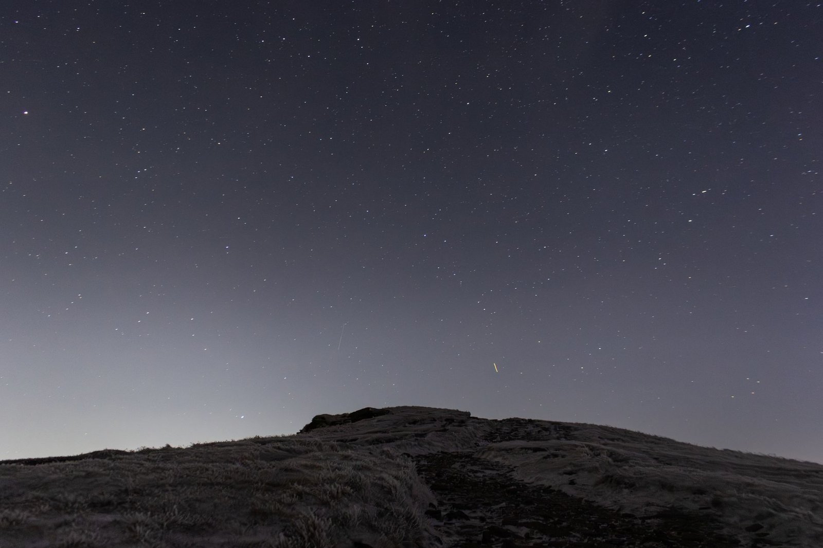 Serene night view of a starry sky over a mountain in Wales, perfect for nature lovers.