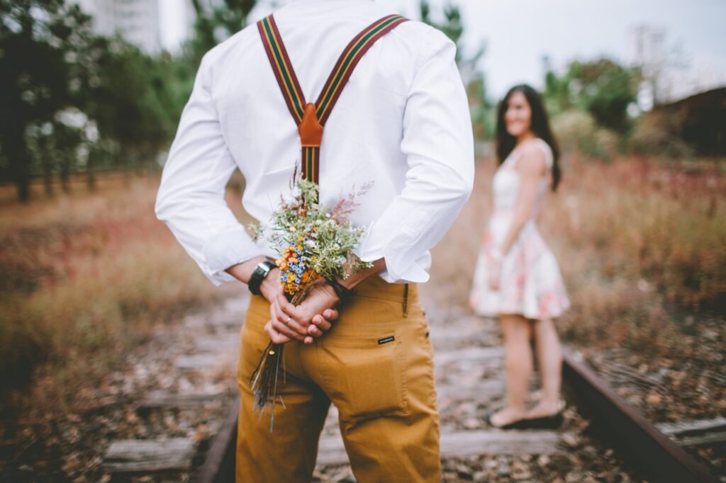 happy valentines day, bouquet, flower background, surprise, couple, lovers, pair, man, woman, bunch of flowers, boyfriend, fl