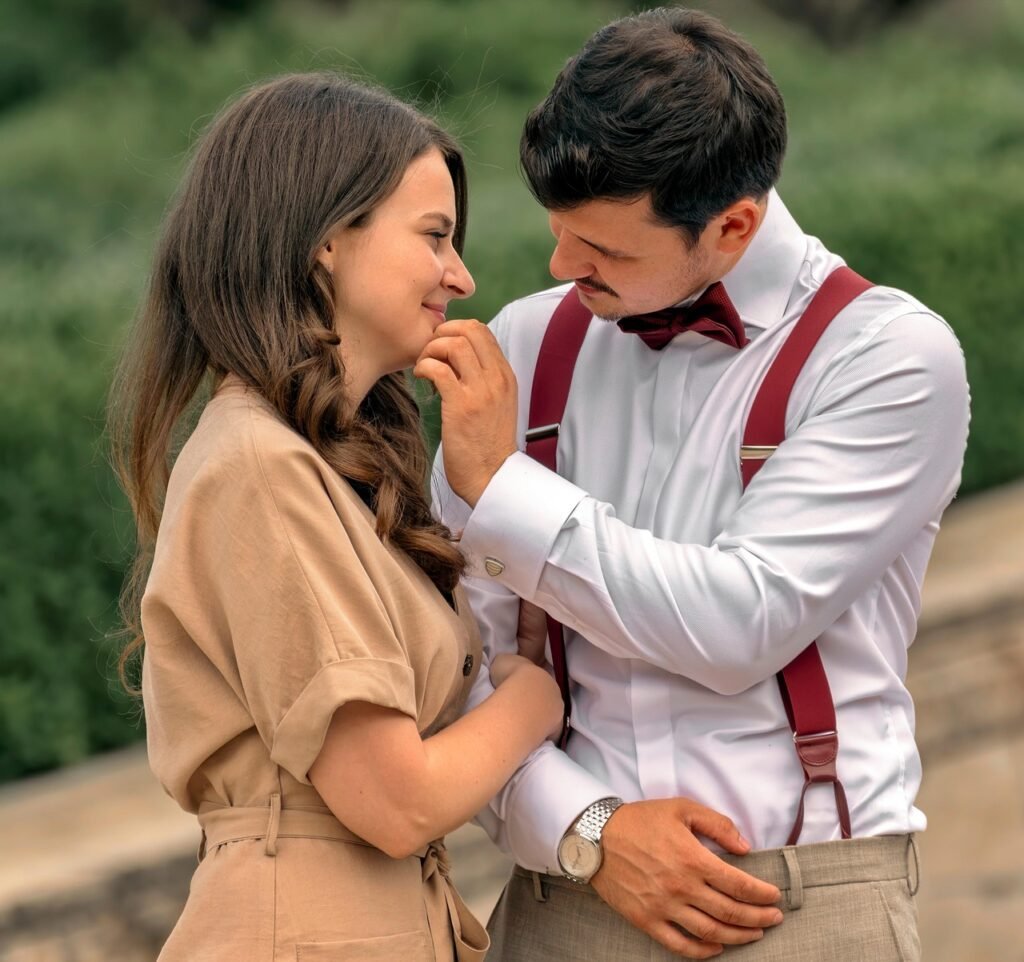 people, couple, lovers, man, woman, pair, affection, happy couple, together, love, outdoors, nature, park, romantic