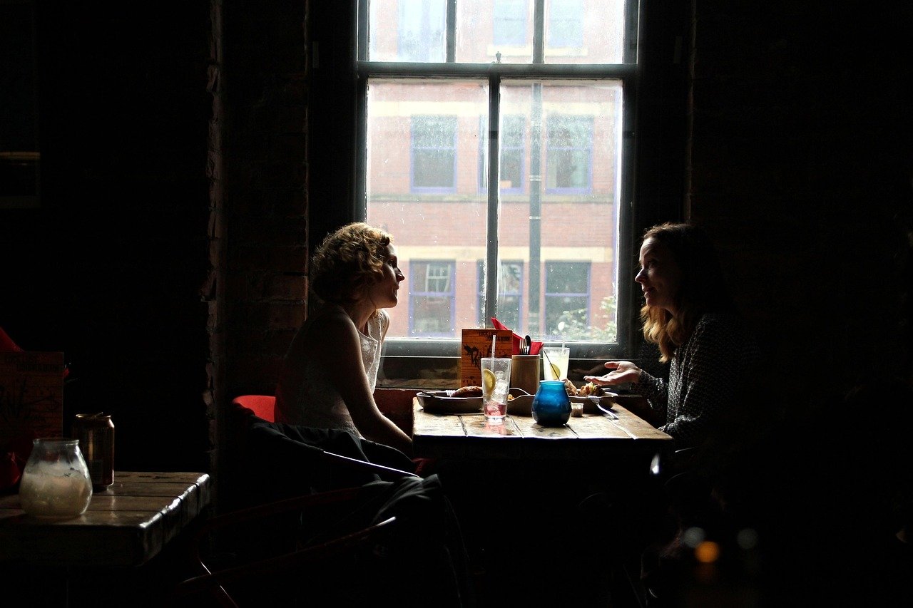 conversation, restaurant, pair, girls, england, manchester, window, cool, noon, conversation, conversation, conversation, con
