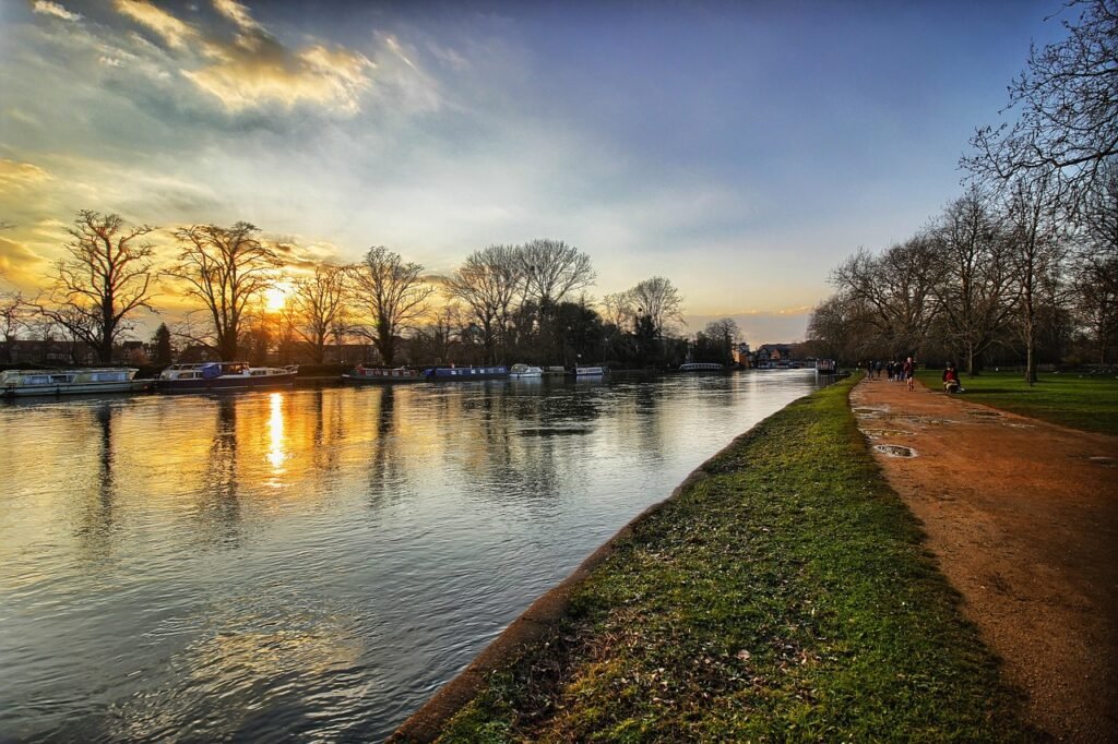 thames, nature, river, oxford, walk, twilight, great britain, park, sunset, darling