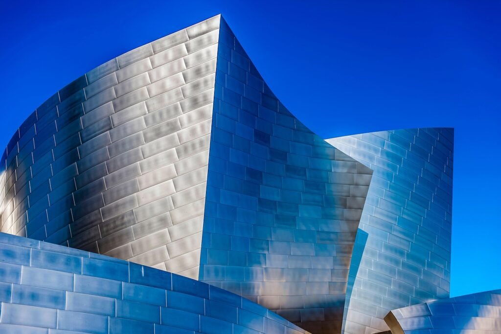 concert hall, building, landmark, facade, architecture, United States, Los Angeles, California