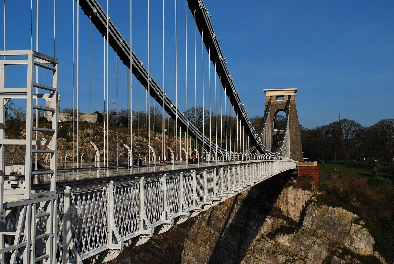 clifton suspension bridge, bristol, england, landmark, architecture, engineering, suspension, brunel, famous, avon, river, sp