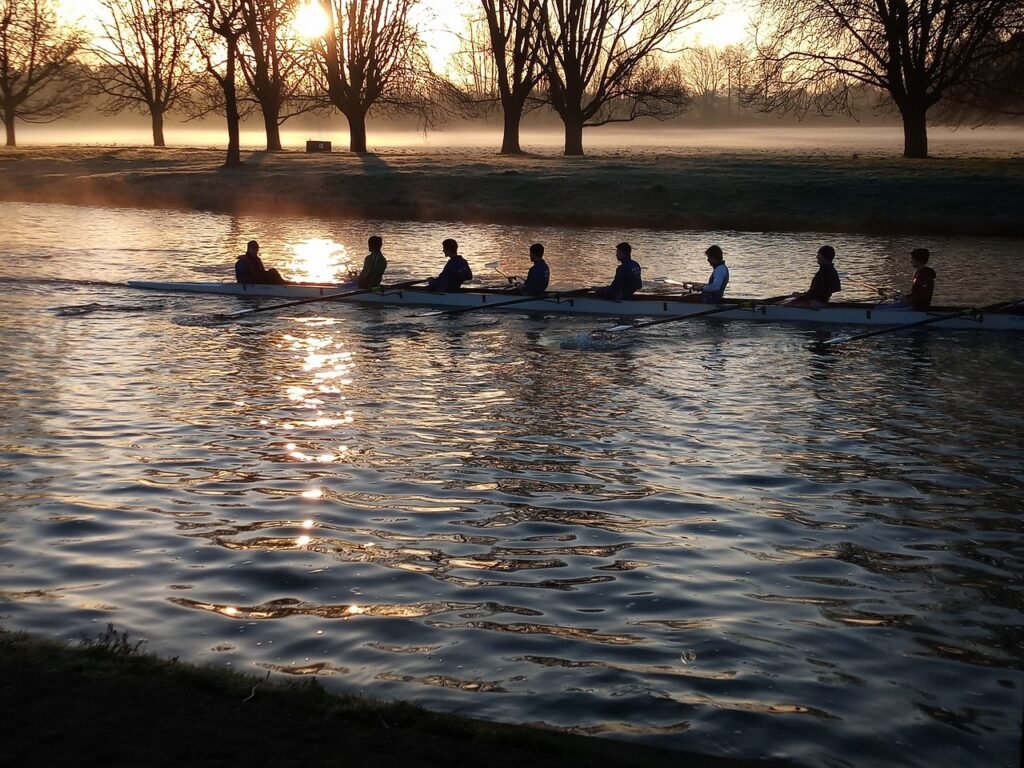 river, nature, cam, cambridge, sunrise, rowing, winter
