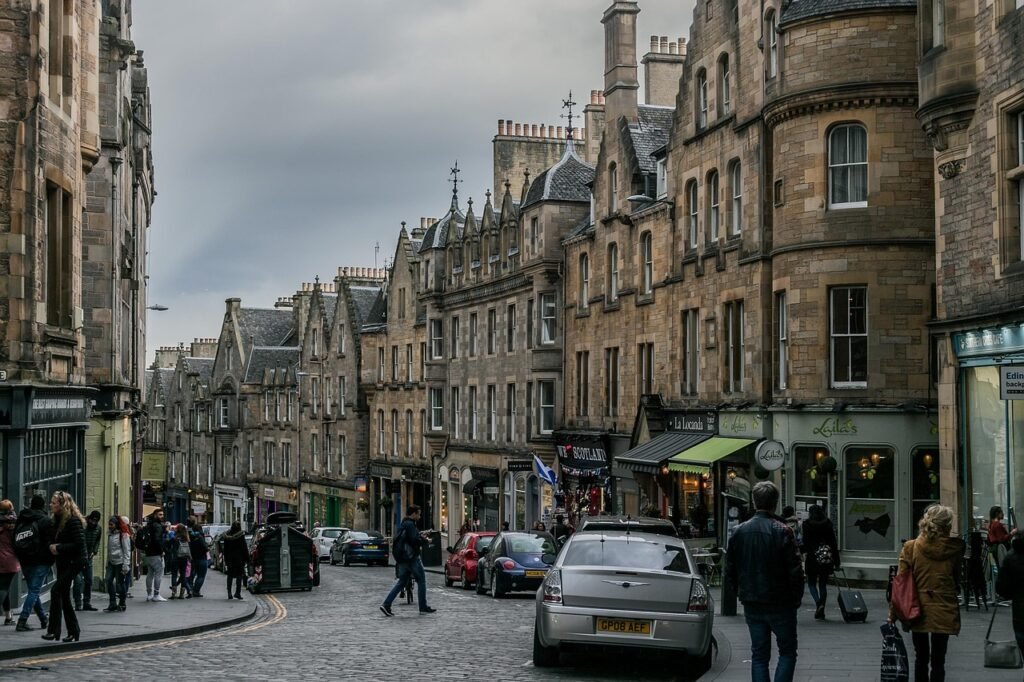cockburn street, cockburn, street, edinburgh, scotland, city, urban, cobble street, cobble, old, architecture, building, tour