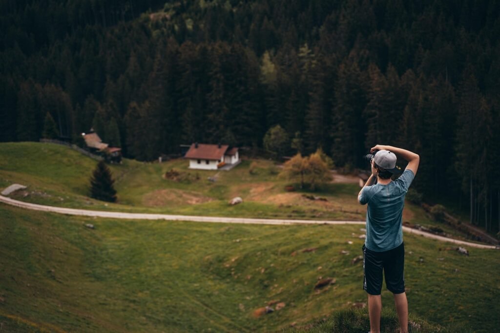 photographer, man, mountain, view, viewpoint, young man, male, guy, male photographer, taking a photo, picture taking, nature