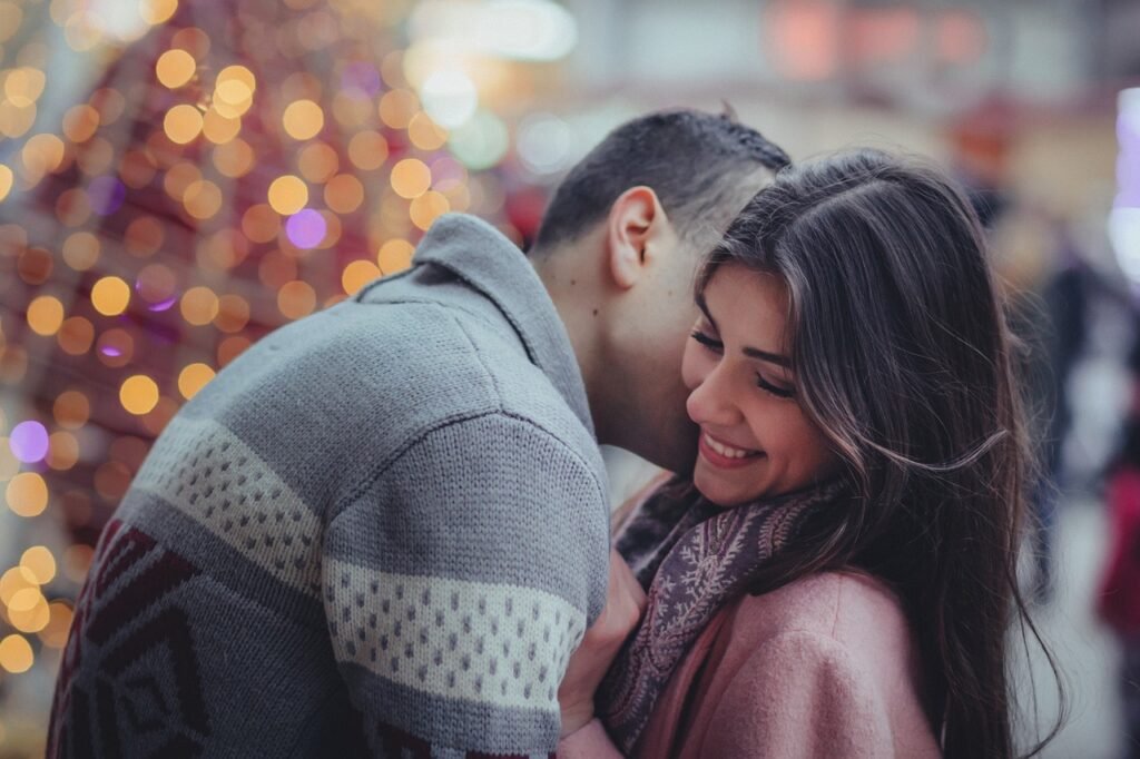 people, couple, kiss, man, woman, smile, christmas, hug, happy, lovers, love, portrait, couple portrait, affection, happy cou